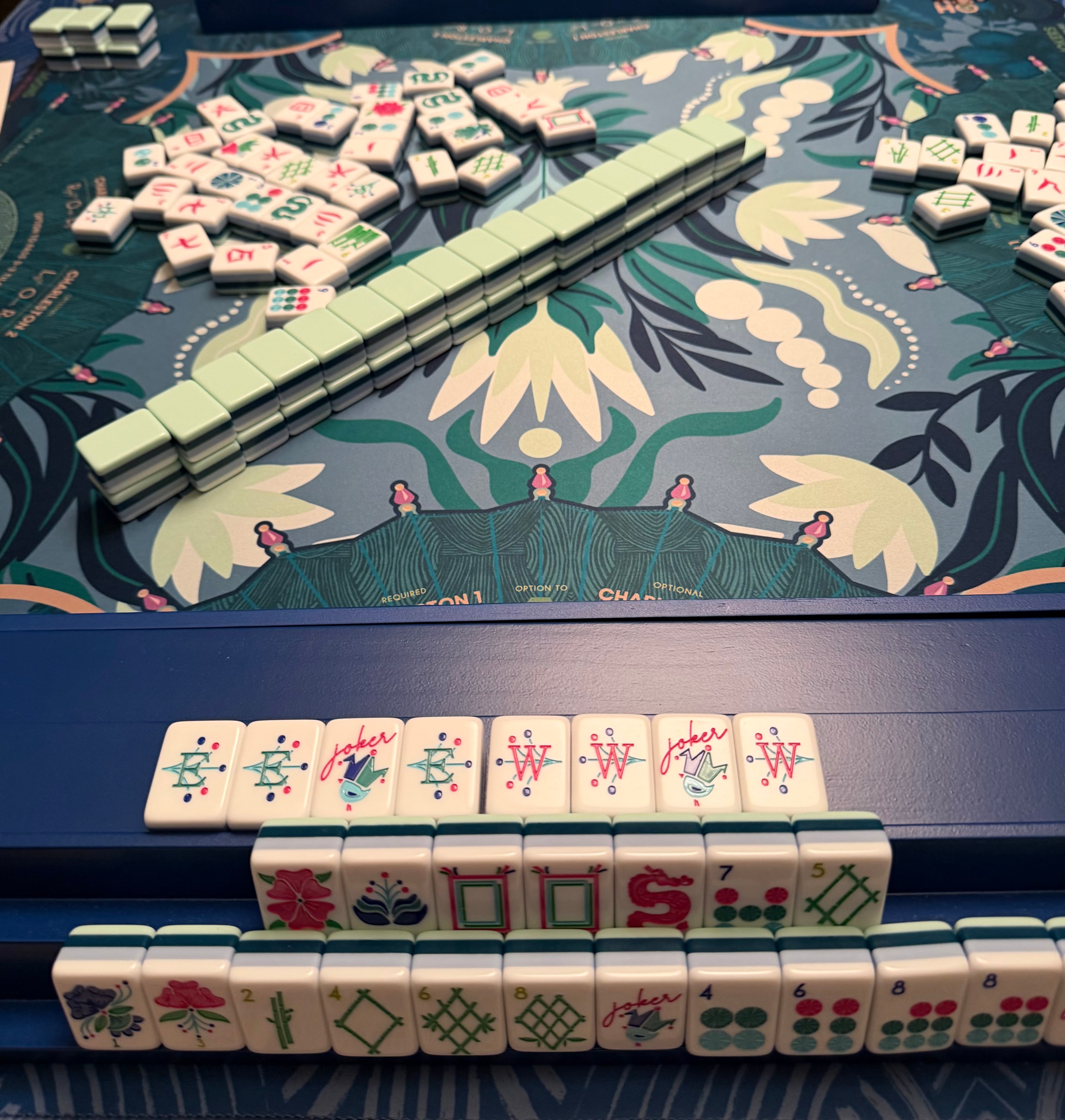 The Jade Table — OMM Birdie tiles on an OMM Jade mat with Bam & Bamboo racks