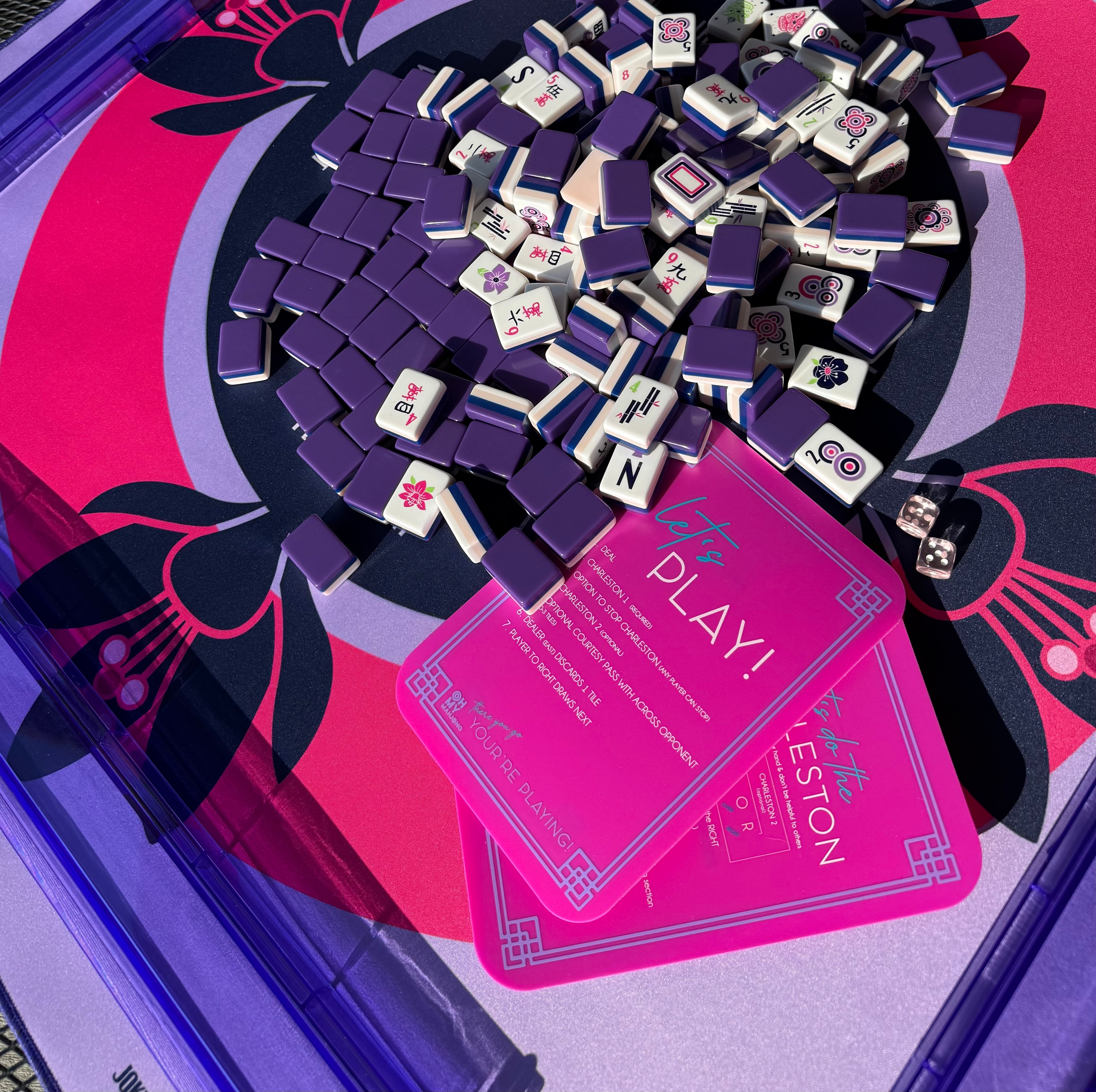 The Lilac Table — OMM Lilac Soirée tiles on an OMM Lilac Preppy Soirée mat with OMM Lilac Acrylic racks